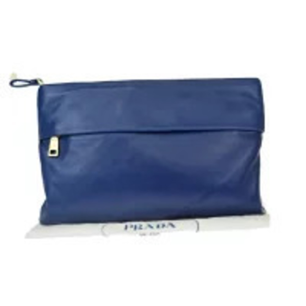 Prada Leather Clutch Bag Blue